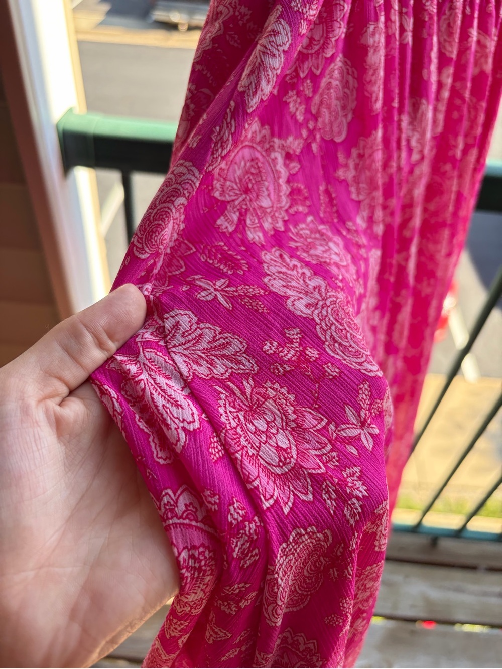 🆕💖MSK Pink Floral Chiffon Maxi Dress Size M Flutter Boho Romantic Wedding Guest - Picture 13 of 17